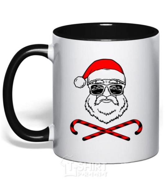 Mug with a colored handle Santa Claus hoho swag black фото