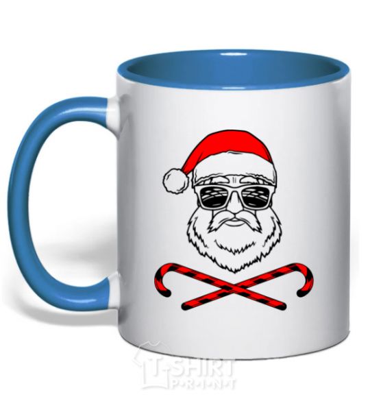 Mug with a colored handle Santa Claus hoho swag royal-blue фото