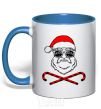 Mug with a colored handle Santa Claus hoho swag royal-blue фото