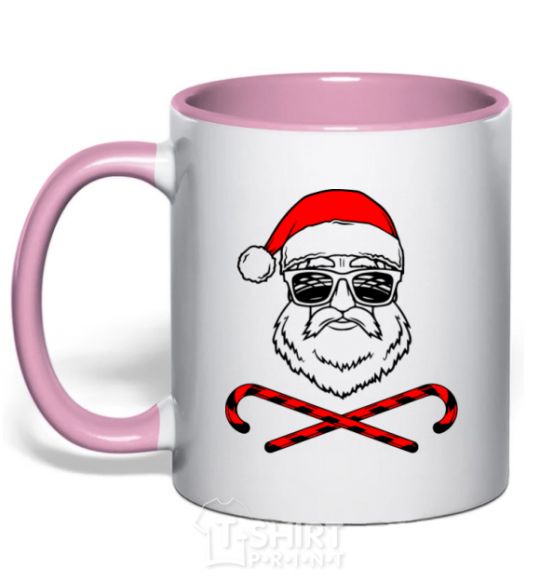 Mug with a colored handle Santa Claus hoho swag light-pink фото