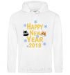 Men`s hoodie Happy New 2018 White фото