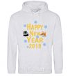 Men`s hoodie Happy New 2018 sport-grey фото