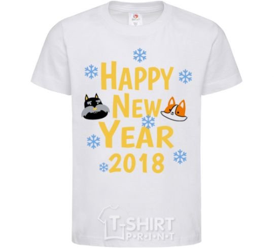 Kids T-shirt Happy New 2018 White фото