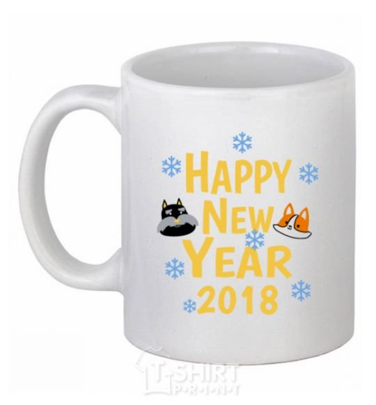 Ceramic mug Happy New 2018 White фото