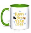 Чашка с цветной ручкой Happy New 2018 Зеленый фото