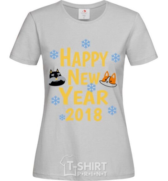 Women's T-shirt Happy New 2018 grey фото