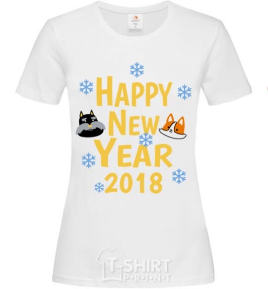 Women's T-shirt Happy New 2018 White фото