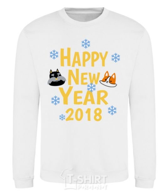 Sweatshirt Happy New 2018 White фото