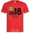 Men's T-Shirt 2018 Year of the dog red фото
