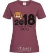 Women's T-shirt 2018 Year of the dog burgundy фото