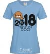 Women's T-shirt 2018 Year of the dog sky-blue фото