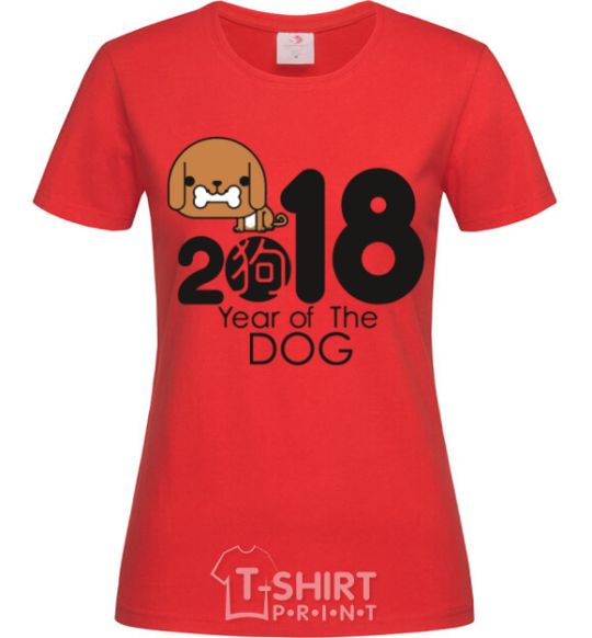 Женская футболка 2018 Year of the dog Красный фото