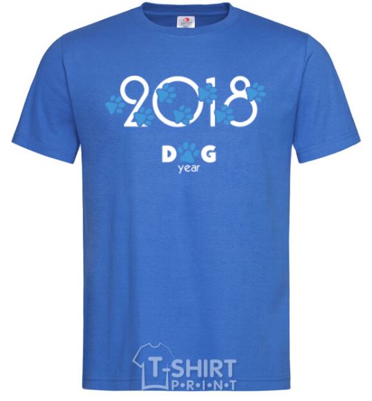 Мужская футболка 2018 dog year Ярко-синий фото