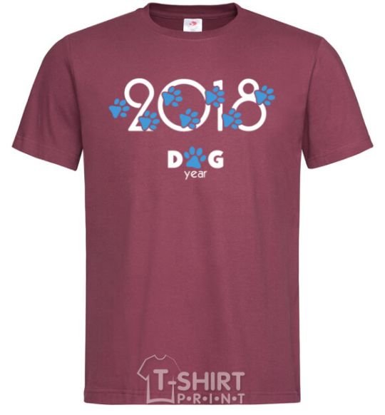 Men's T-Shirt 2018 dog year burgundy фото