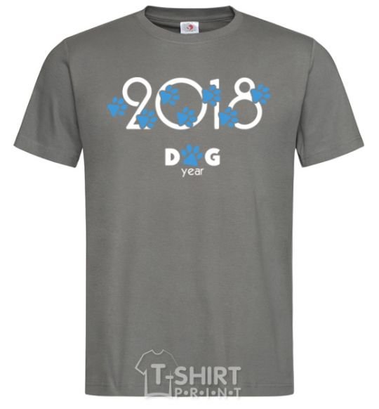 Men's T-Shirt 2018 dog year dark-grey фото