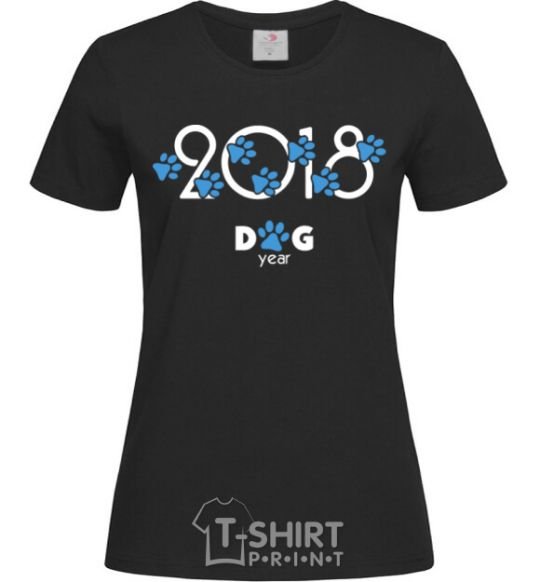 Women's T-shirt 2018 dog year black фото