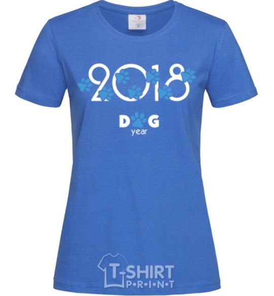 Женская футболка 2018 dog year Ярко-синий фото