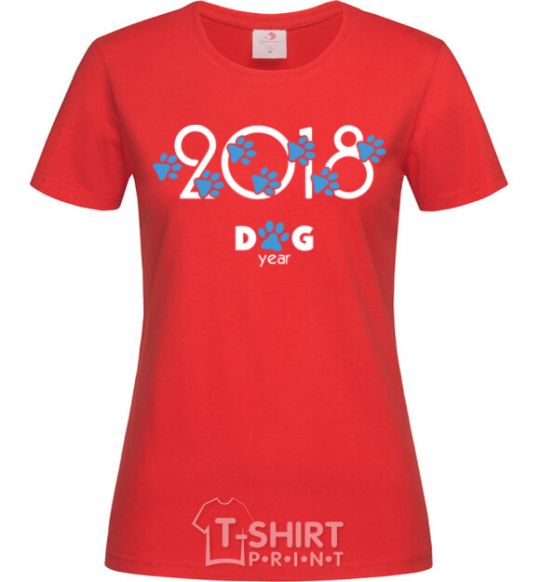 Women's T-shirt 2018 dog year red фото
