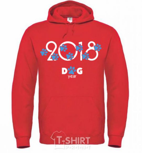 Men`s hoodie 2018 dog year bright-red фото