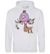 Men`s hoodie Funny deer&bird sport-grey фото