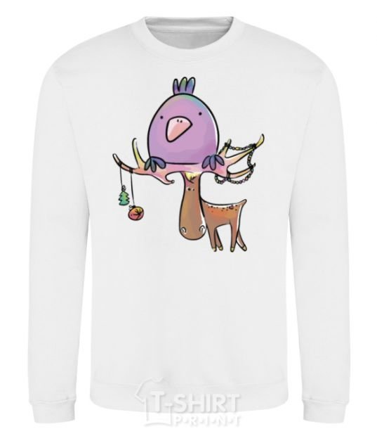 Sweatshirt Funny deer&bird White фото