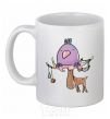 Ceramic mug Funny deer&bird White фото