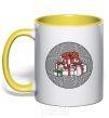 Mug with a colored handle Round Presents yellow фото