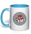 Mug with a colored handle Round Presents sky-blue фото