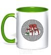 Mug with a colored handle Round Presents kelly-green фото