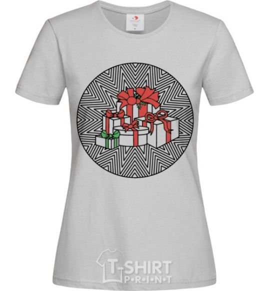 Women's T-shirt Round Presents grey фото