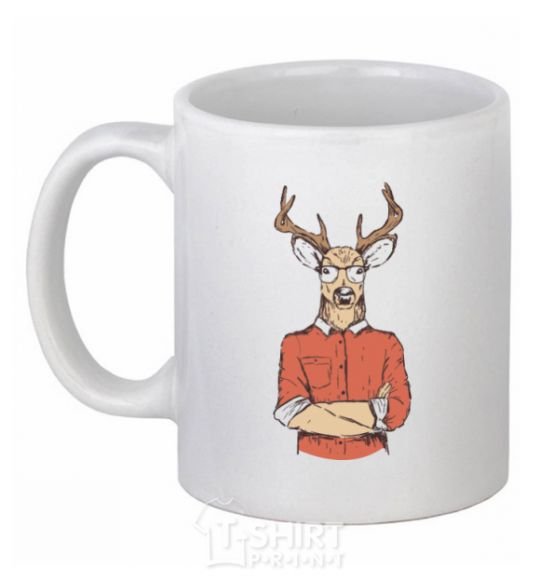 Ceramic mug Oh, deer White фото