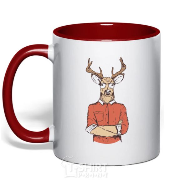 Чашка с цветной ручкой Oh, deer Красный фото