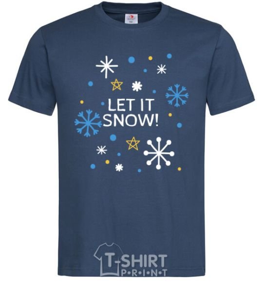 Мужская футболка Let it snow Темно-синий фото
