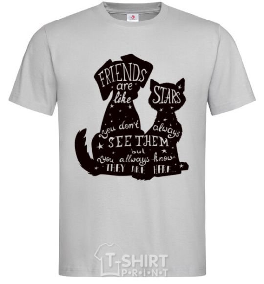 Мужская футболка Friends are like stars Серый фото