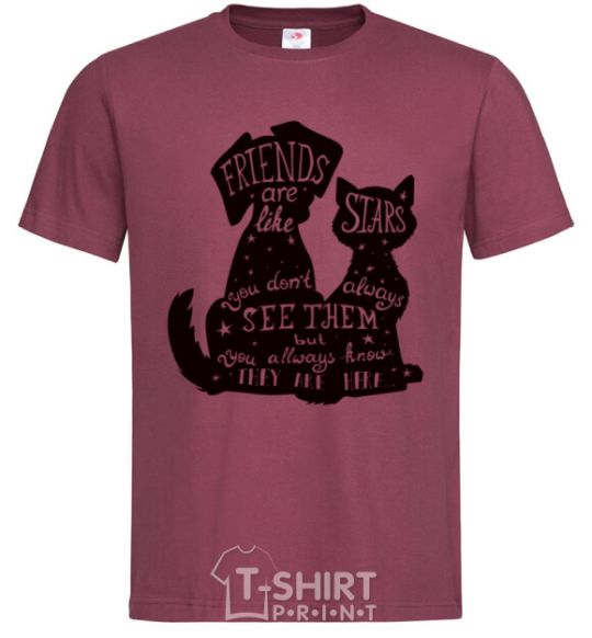 Men's T-Shirt Friends are like stars burgundy фото