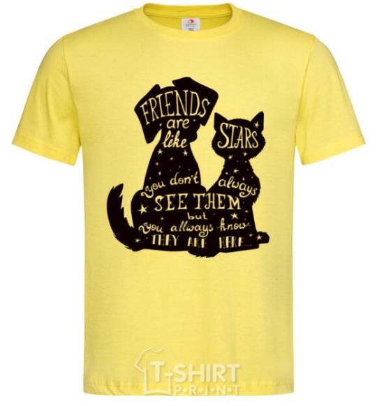 Мужская футболка Friends are like stars Лимонный фото