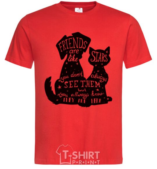 Men's T-Shirt Friends are like stars red фото