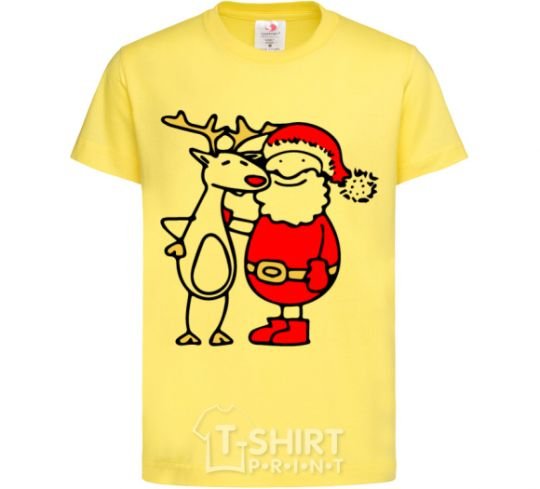 Детская футболка Дед мороз и лось Лимонный фото