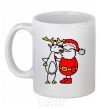 Ceramic mug Santa Claus and a moose White фото