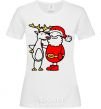 Женская футболка Дед мороз и лось Белый фото