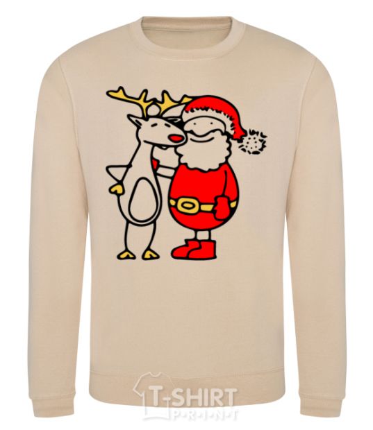 Sweatshirt Santa Claus and a moose sand фото