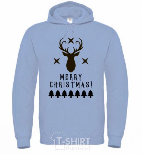 Мужская толстовка (худи) Merry Christmas Black Deer Голубой фото