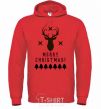 Мужская толстовка (худи) Merry Christmas Black Deer Ярко-красный фото