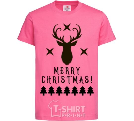 Kids T-shirt Merry Christmas Black Deer heliconia фото