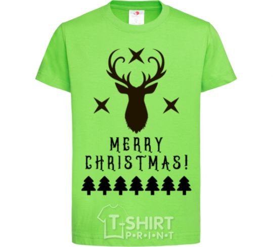 Kids T-shirt Merry Christmas Black Deer orchid-green фото