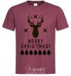 Men's T-Shirt Merry Christmas Black Deer burgundy фото