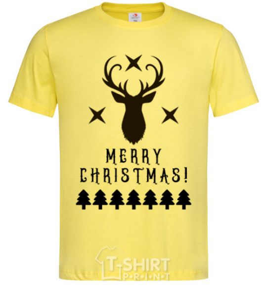 Men's T-Shirt Merry Christmas Black Deer cornsilk фото
