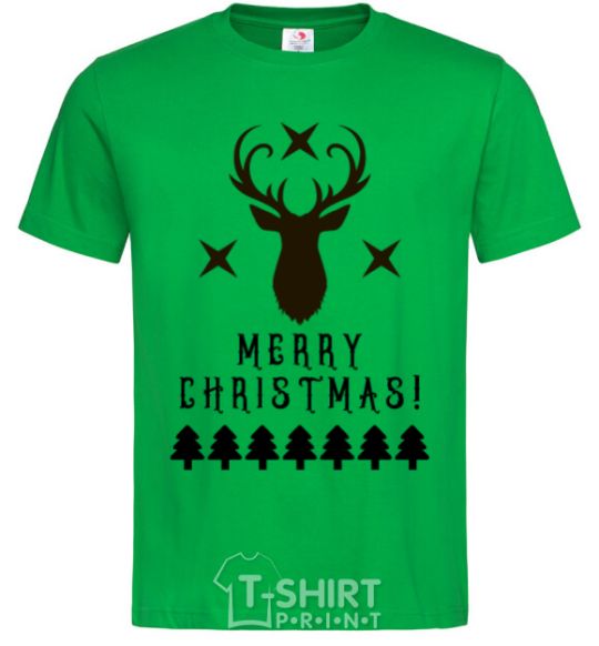Мужская футболка Merry Christmas Black Deer Зеленый фото