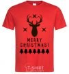 Men's T-Shirt Merry Christmas Black Deer red фото