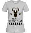 Women's T-shirt Merry Christmas Black Deer grey фото